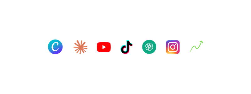 Works with Canva, Claude, YouTube, TikTok, ChatGPT, Instagram